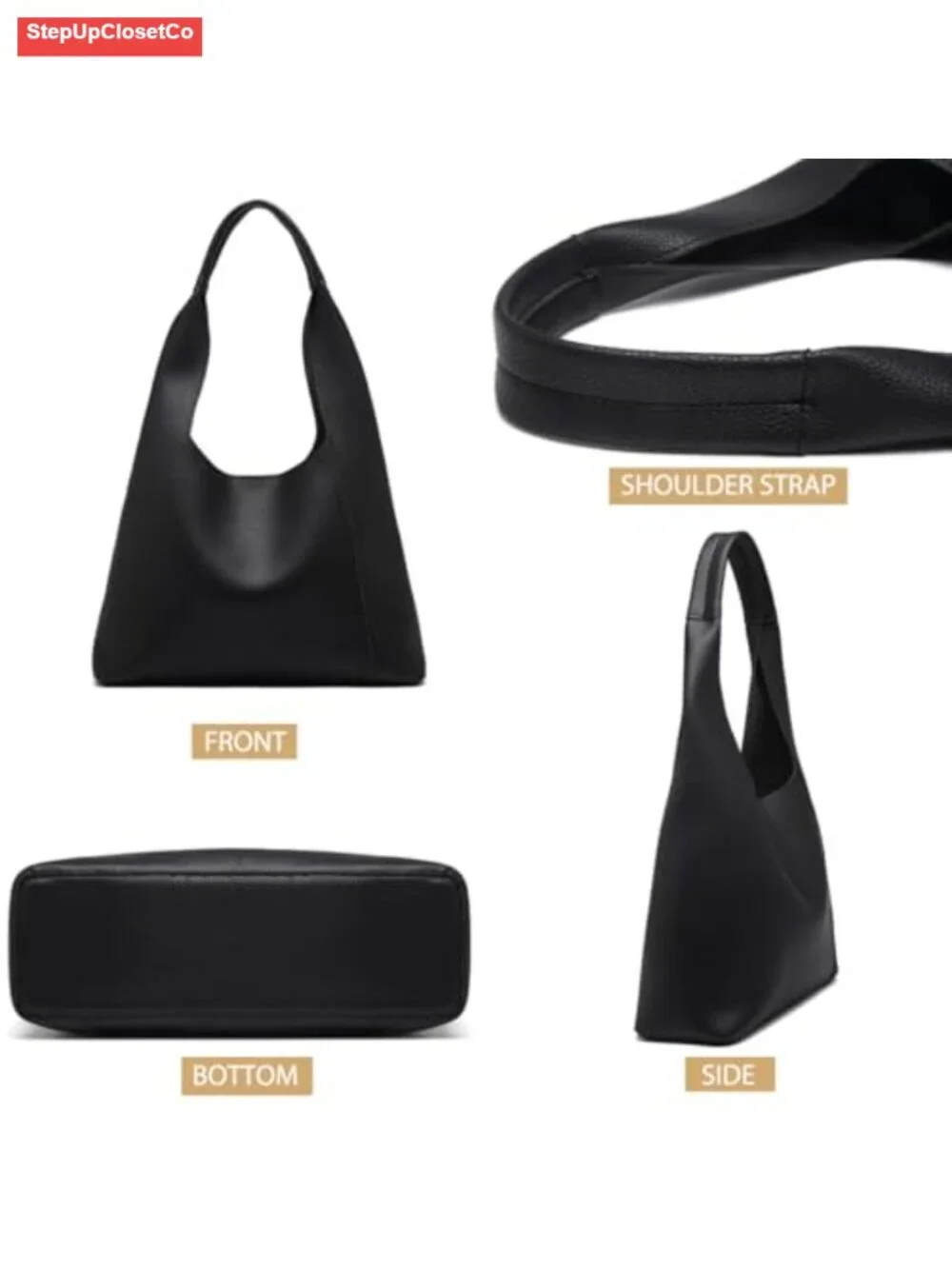 Slouchy Hobo Tote Bags for Women Retro PU Leather Shoulder Handbag Large